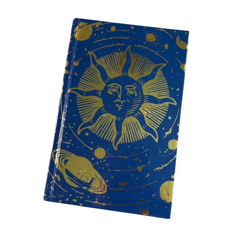 Vintage 1997 Antioch Publishing Celestial Sun Gold Foil Blue Hardcover Journal